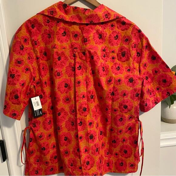 NWT JASON WU Pink Floral Cotton Poplin Collared Blouse Small - Picture 11 of 15